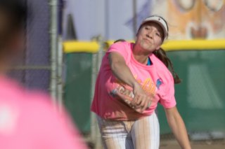 Lemoore pitcher Ashtyn Lucas in Wednesday's loss to Redwood High School.